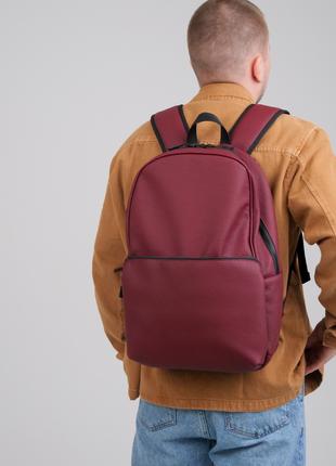 Городской рюкзак из экокожи бордового цвета с отделением под н...