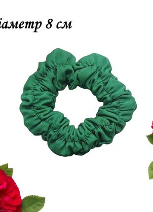 Гумка для волосся з костюмної тканини зелена 8 см Hand Made