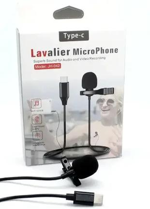 Петличный микрофон для блогеров с разъемом USB Type-C на клипс...