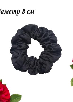 Гумка для волосся з костюмної тканини чорна 8 см Hand Made