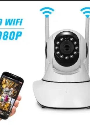 Поворотная Wi-fi IP камера видеонаблюдения в квартире офисе на...