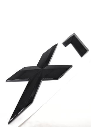 Эмблема X1 BMW Надпись Черный глянец