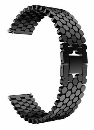 Ремінець металевий для годинника 22 мм Bead design Type R Black