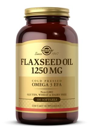 Лляна олія Solgar (Flaxseed Oil) 1250 мкг 100 гелевих капсул