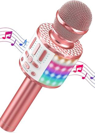 Караоке-микрофон светодиодный беспроводной Bluetooth с динамик...