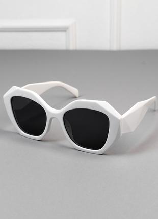 Белые очки с геометрической крупной оправой, размер Universal