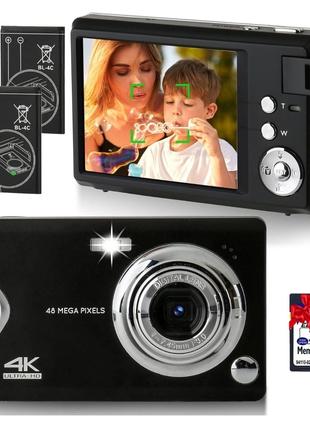 Цифрова камера, компактна камера 4K 48MP FHD із SD-картою 32G,...