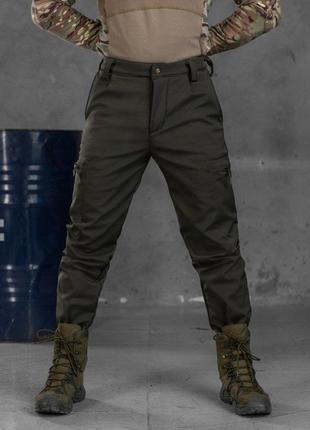 Тактические штаны SoftShell oliva с резинкой ВТ7618