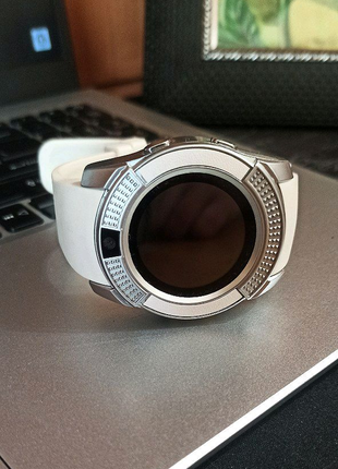 Білий Smart-watch v9. Білий круглий смарт-годинник v9