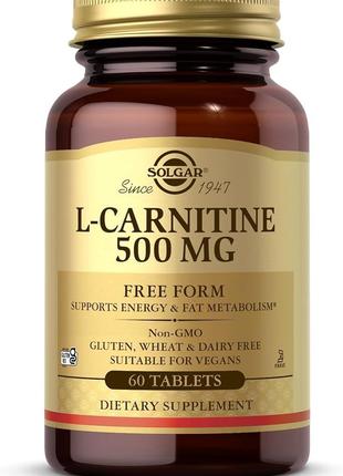 Карнитин Solgar (L-Carnitine) 500 мг 60 таблеток