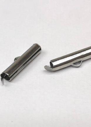 Концевик-трубочка слайдер для украшений 20 мм - сталь