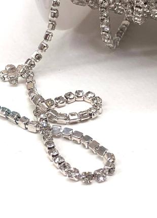 1м - Стразовая цепь SS6 (2мм), Кристалл в серебре