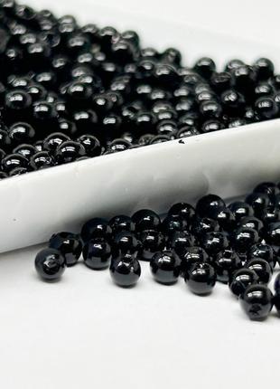 (20 грамм) Бусины пластик Ø3мм - черный матовый