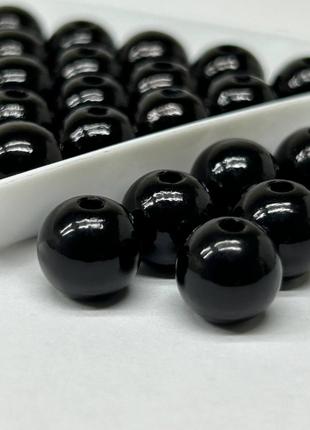 (20 грамм) Бусины пластик Ø10мм - черный матовый