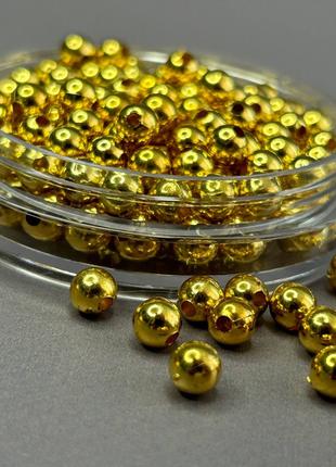 (20 грам) Намистини пластик Ø6 мм, - золото