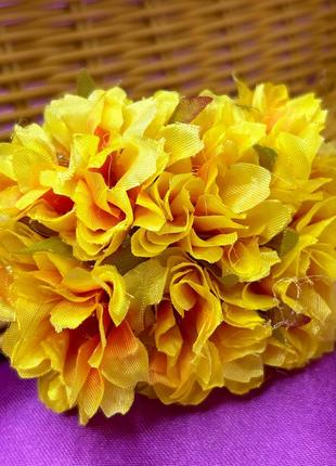 Хризантема, букет 6 цветков - желтый темный