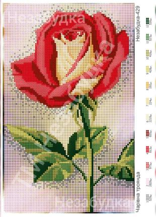 Схема для вишивки бісером - Червона троянда