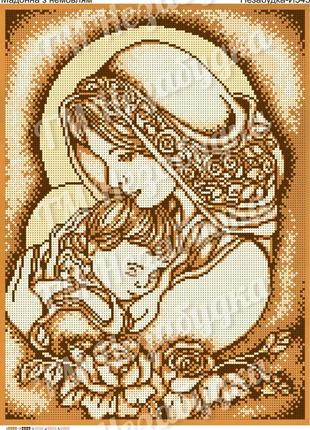 Схема для вышивки бисером - Мадонна с младенцем золото