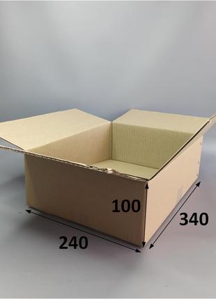 Картонная коробка четырехклапанная 340 х 240 х 100 мм бурый 10шт