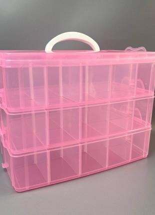 32x24x18,5см Пластиковая тара органайзер для рукоделия - розовый