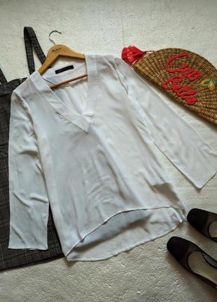 Белая блузка zara из натуральной ткани