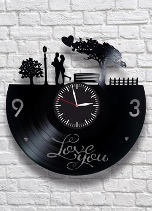 "i love you" - настенные часы из виниловых пластинок. уникальн...