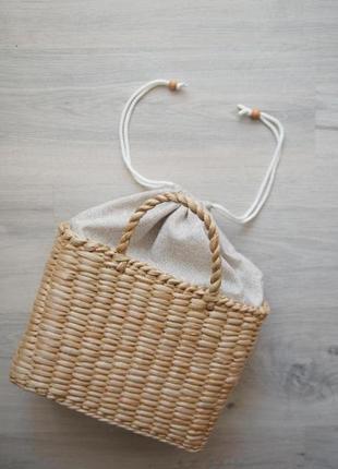 Сумка соломенная плетеная с кулиской #декор солом'яна сумка