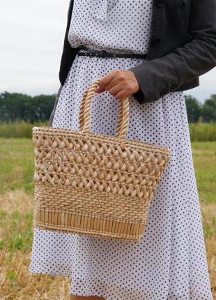 Стильна солом'яна сумочка соломенная плетеная сумка
