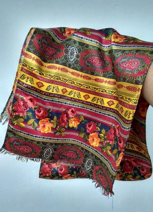 Винтажный шелковый шарф, палантин Индия