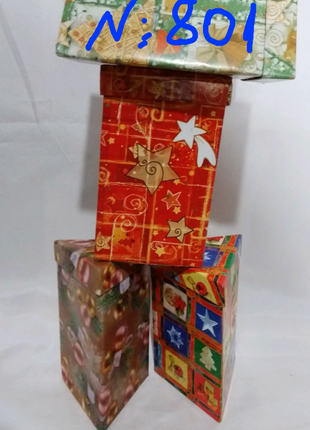 Коробка подарочная, картонная новогодняя 9/9/15 см. n -801