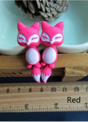 Детские серьги розовые "Лисички" - размер серьги 3,5см