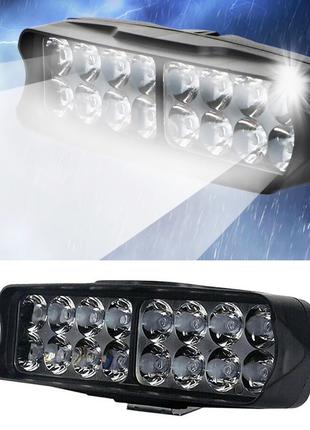 Яркая LED ФАРА для автомобиля, скутера (16LED, 12V, 24 Вт, 6500K)