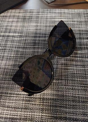 Солнцезащитные очки черные женские кошки cat eye