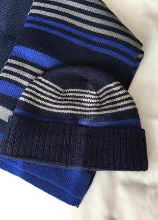 Красивый комплект шапка и шарфик на мальчика 6-8 лет