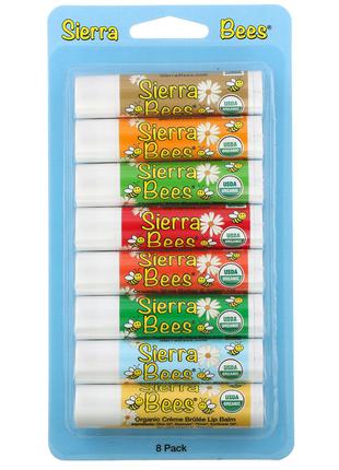 Набір органічних бальзамів для губ, 8 шт. запакованні Sierra Bees
