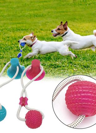 Игрушка для собак Мяч на веревке с присоской Perfect Power Синий