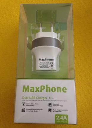 Зарядное устройство MaxPhone 2.4A (2 USB-порта) оригинал