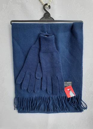 Carlo margo шарф 🧤 с перчатками морская волна кашемировый с ба...