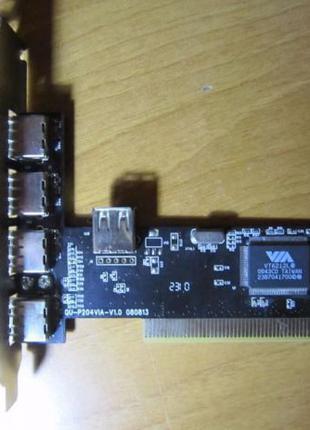 Контроллер VIA USB 2.0 5 каналов (4 внеш.+1 внутр.) PCI