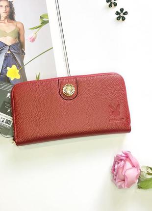 Кожаный красный женский кошелёк, портмоне, клатч