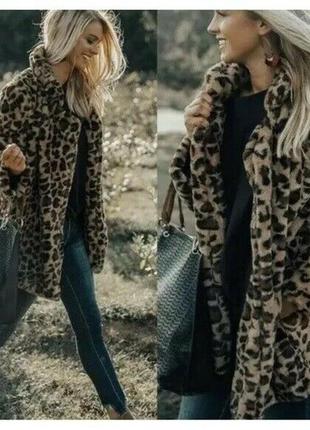 Леопардовое пальто 46 размер