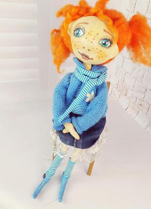 Авторская текстильная кукла Пеппи Длинный чулок