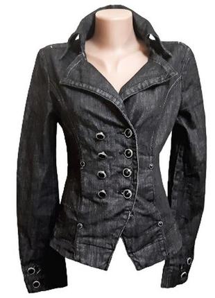 Стильный темно серый джинсовый жакет, куртка, пиджак just r, s-м