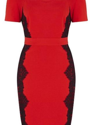 Червона сукня з мереживом marks&spencer/плаття футляр