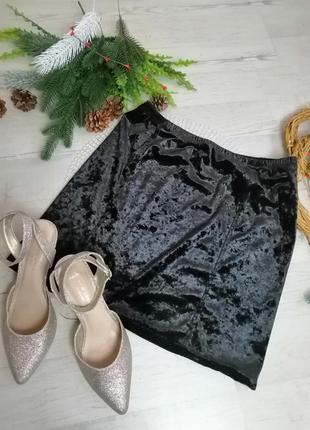 Стильная велюровая юбка - мраморный велюр