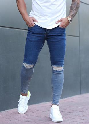 Чоловічі джинси завужені скіні сині/ туреччина