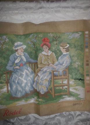 Винтажная канва с рисунком « Три дамы» от бренда   Rödel
