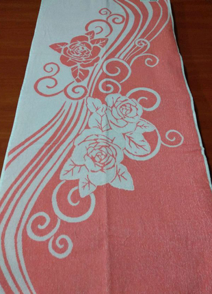 Розочка с вензелем розовый Махровое полотенце баня