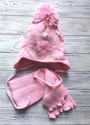 Зимняя шапка с шарфиком ambra (termo) для девочки