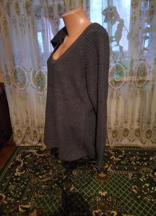 Стильный  удлиненный свитер толстой вязки alba moda германия